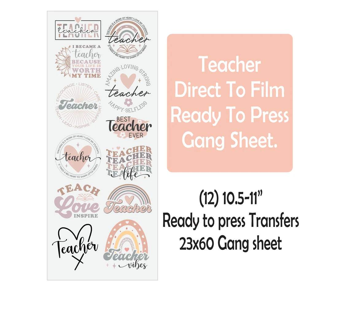 Teacher DTF transfers Gang Sheet G1