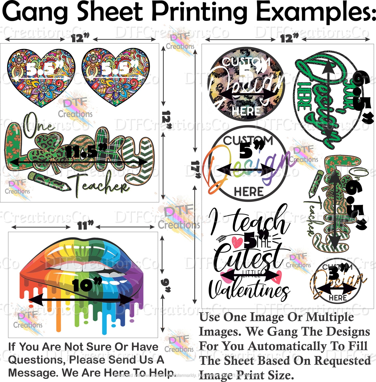 BUILD YOUR OWN Custom DTF Transfer Gang Sheets